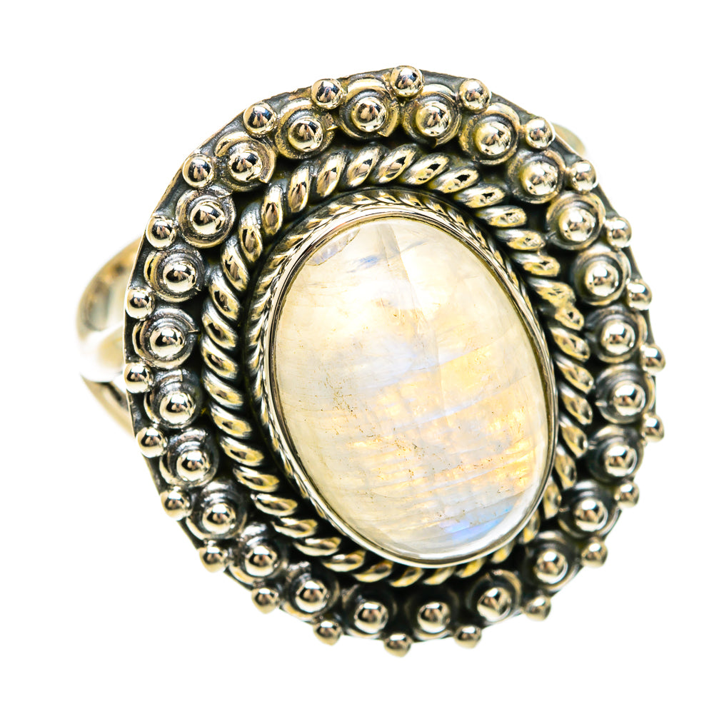 Rainbow Moonstone Rings handcrafted by Anasilvercos - RING81599
