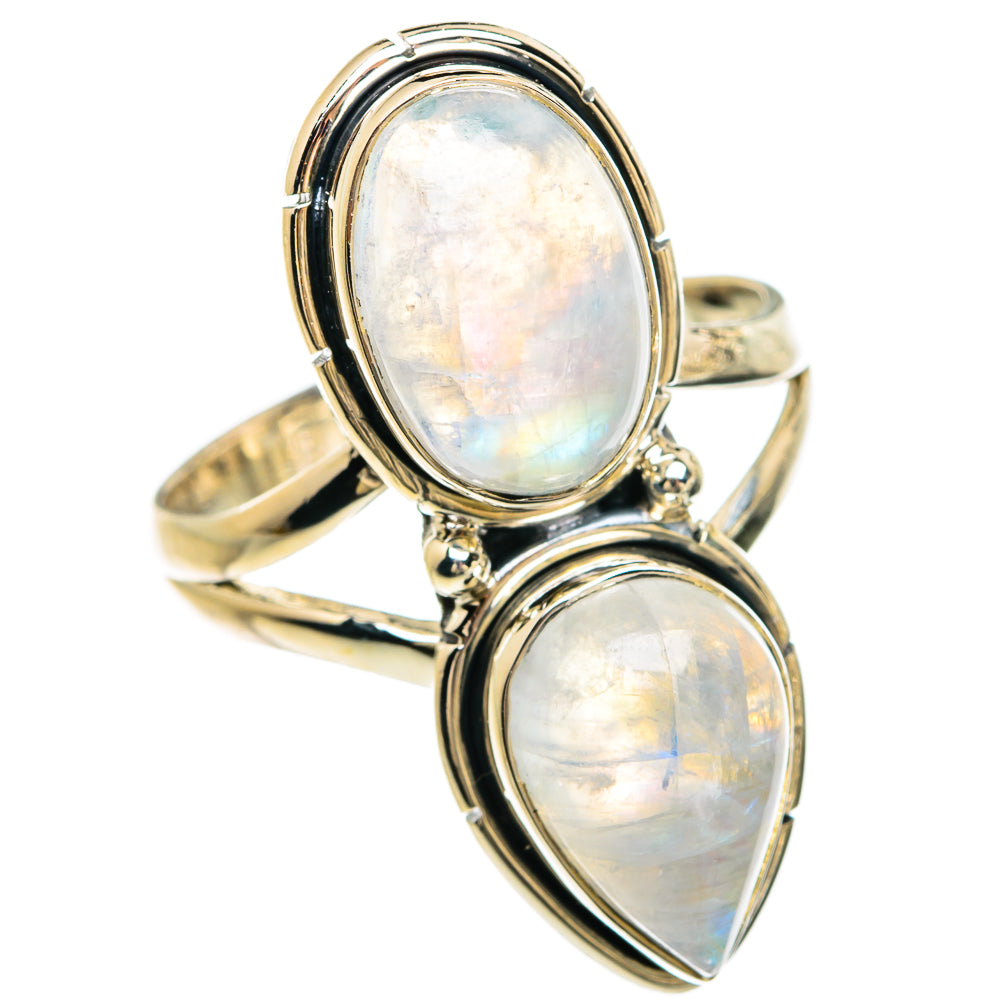 Rainbow Moonstone Rings handcrafted by Anasilvercos - RING81629
