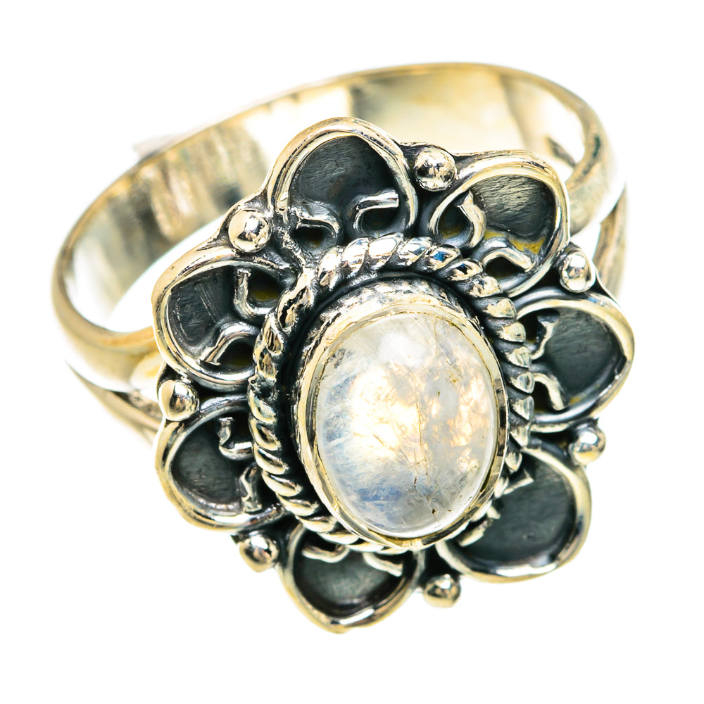 Rainbow Moonstone Rings handcrafted by Anasilvercos - RING81658