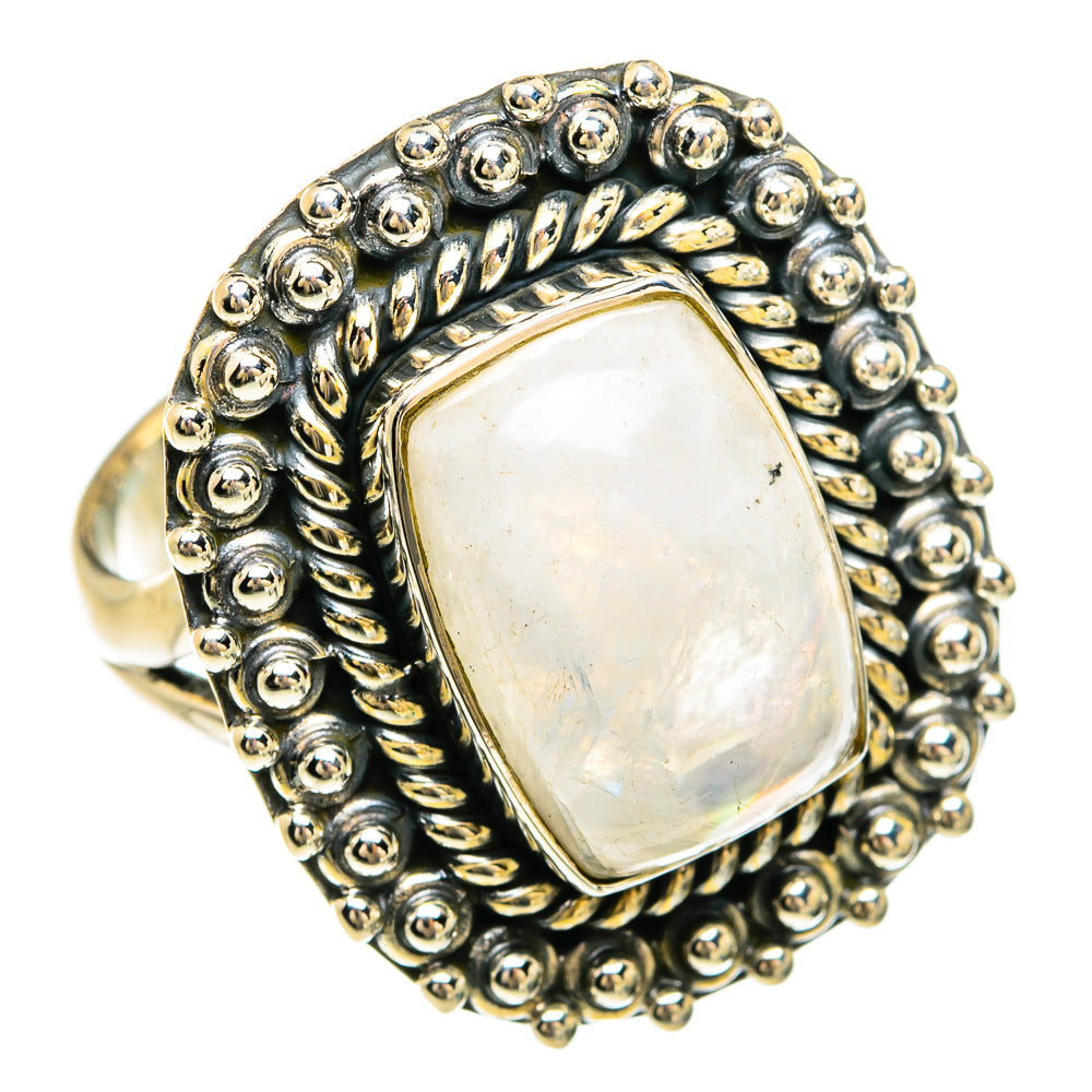 Rainbow Moonstone Rings handcrafted by Anasilvercos - RING81659