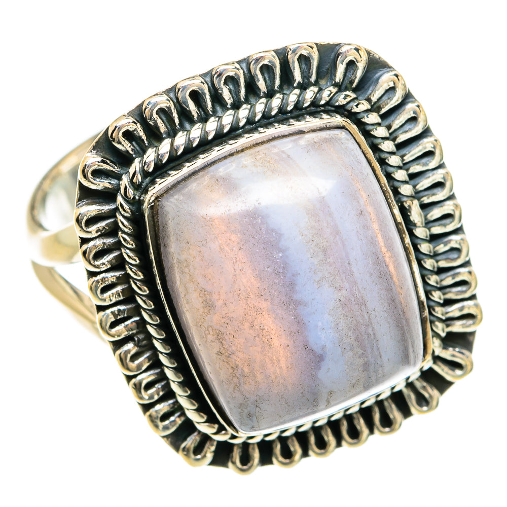 Blue Lace Agate Rings handcrafted by Anasilvercos - RING81660