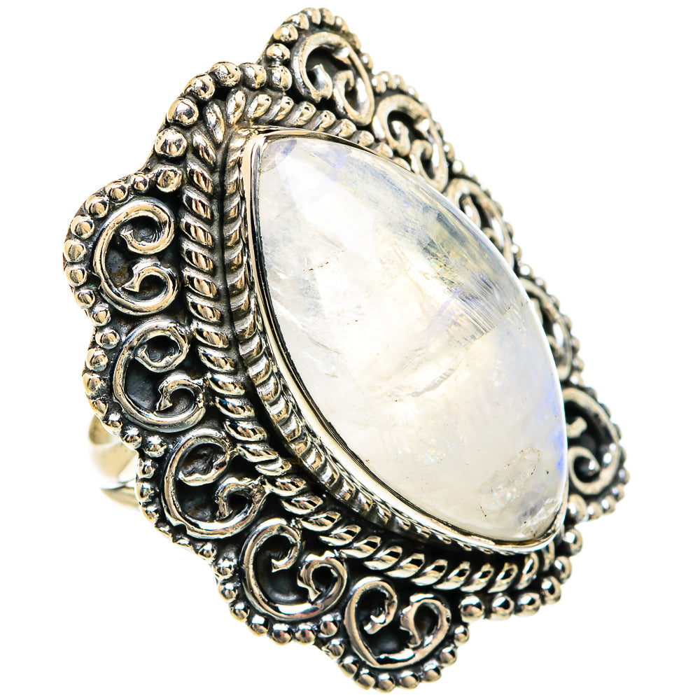 Rainbow Moonstone Rings handcrafted by Anasilvercos - RING81689