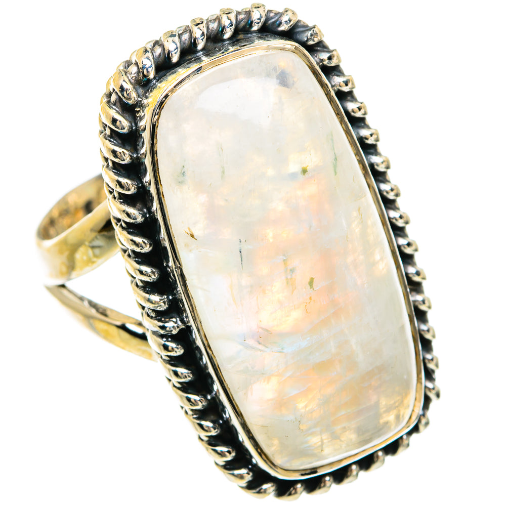 Rainbow Moonstone Rings handcrafted by Anasilvercos - RING81693