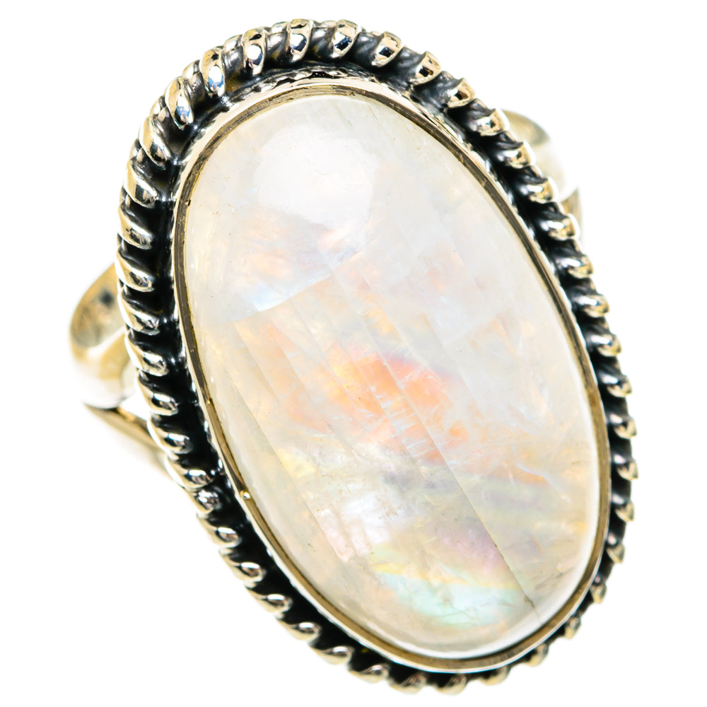 Rainbow Moonstone Rings handcrafted by Anasilvercos - RING81694