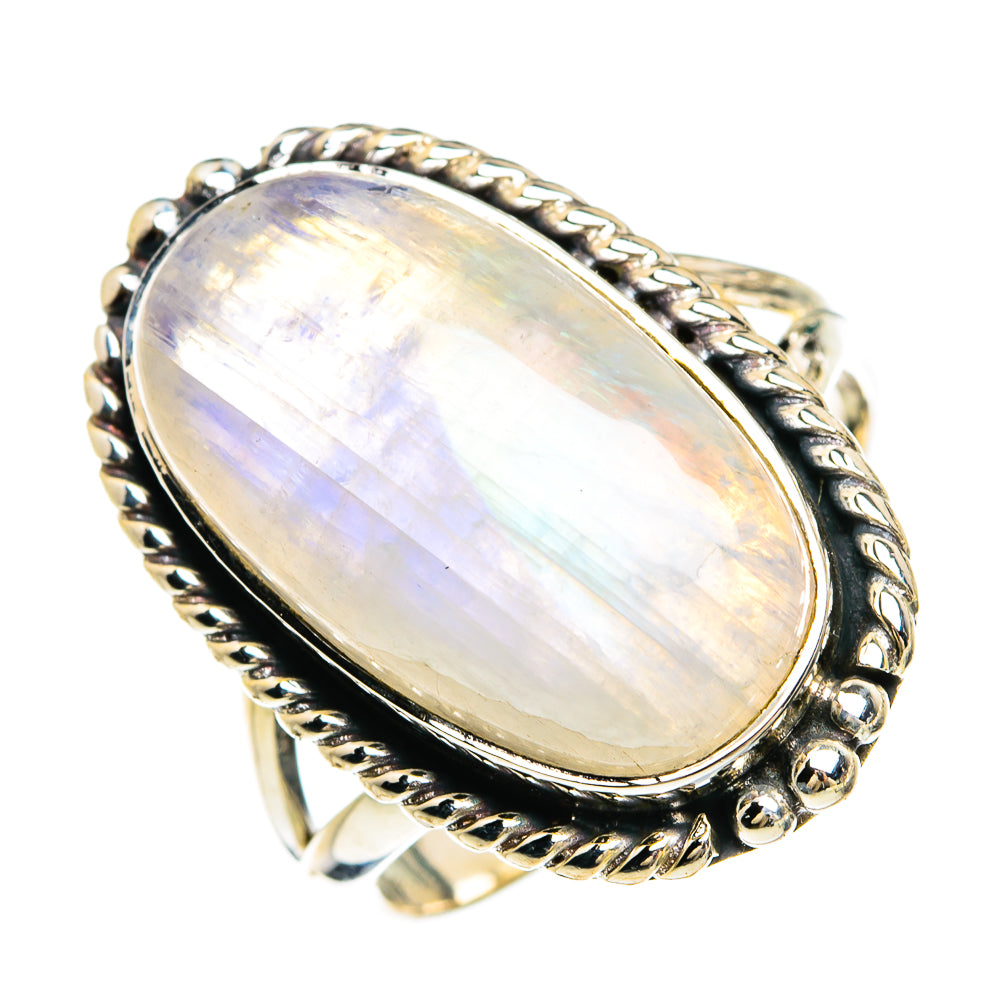 Rainbow Moonstone Rings handcrafted by Anasilvercos - RING81726