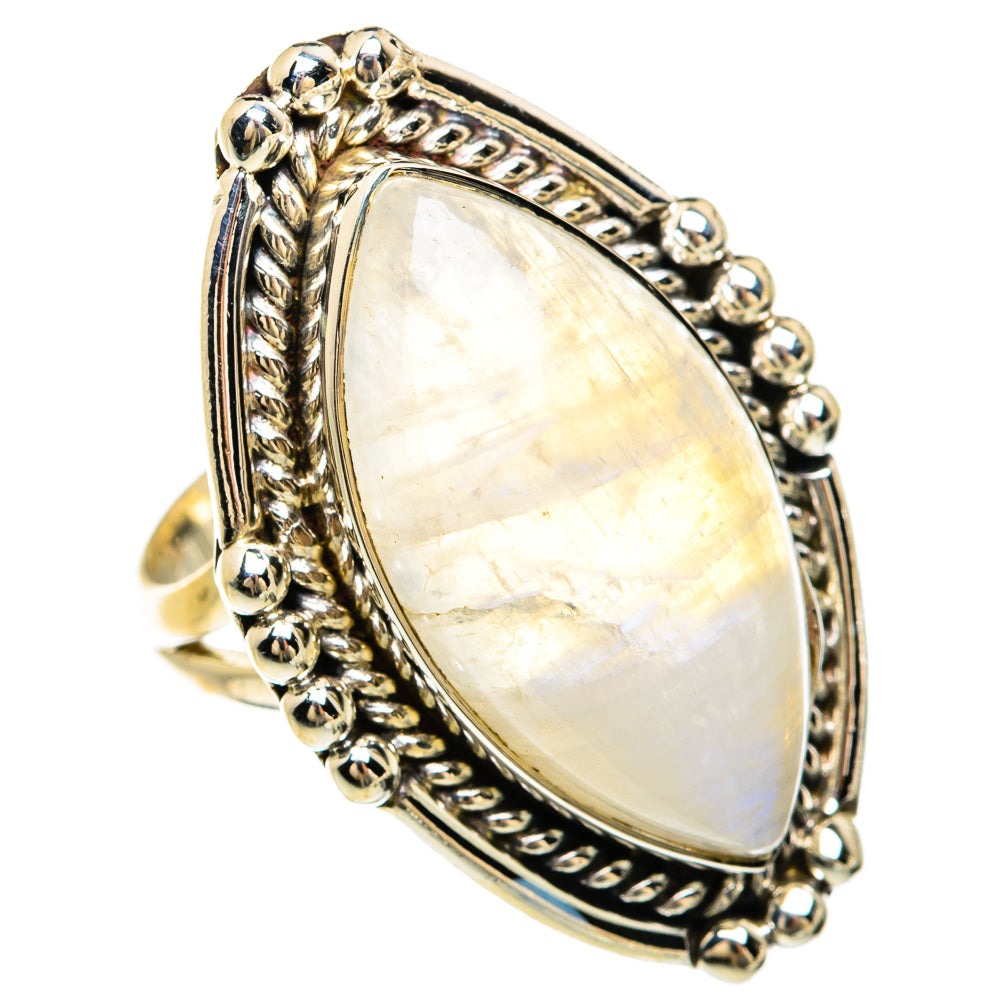 Rainbow Moonstone Rings handcrafted by Anasilvercos - RING81727