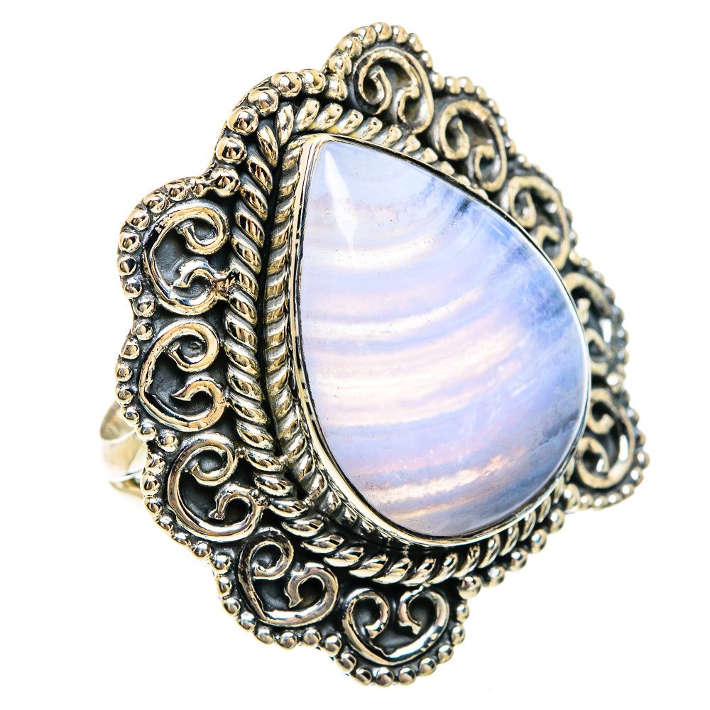 Blue Lace Agate Rings handcrafted by Anasilvercos - RING81728