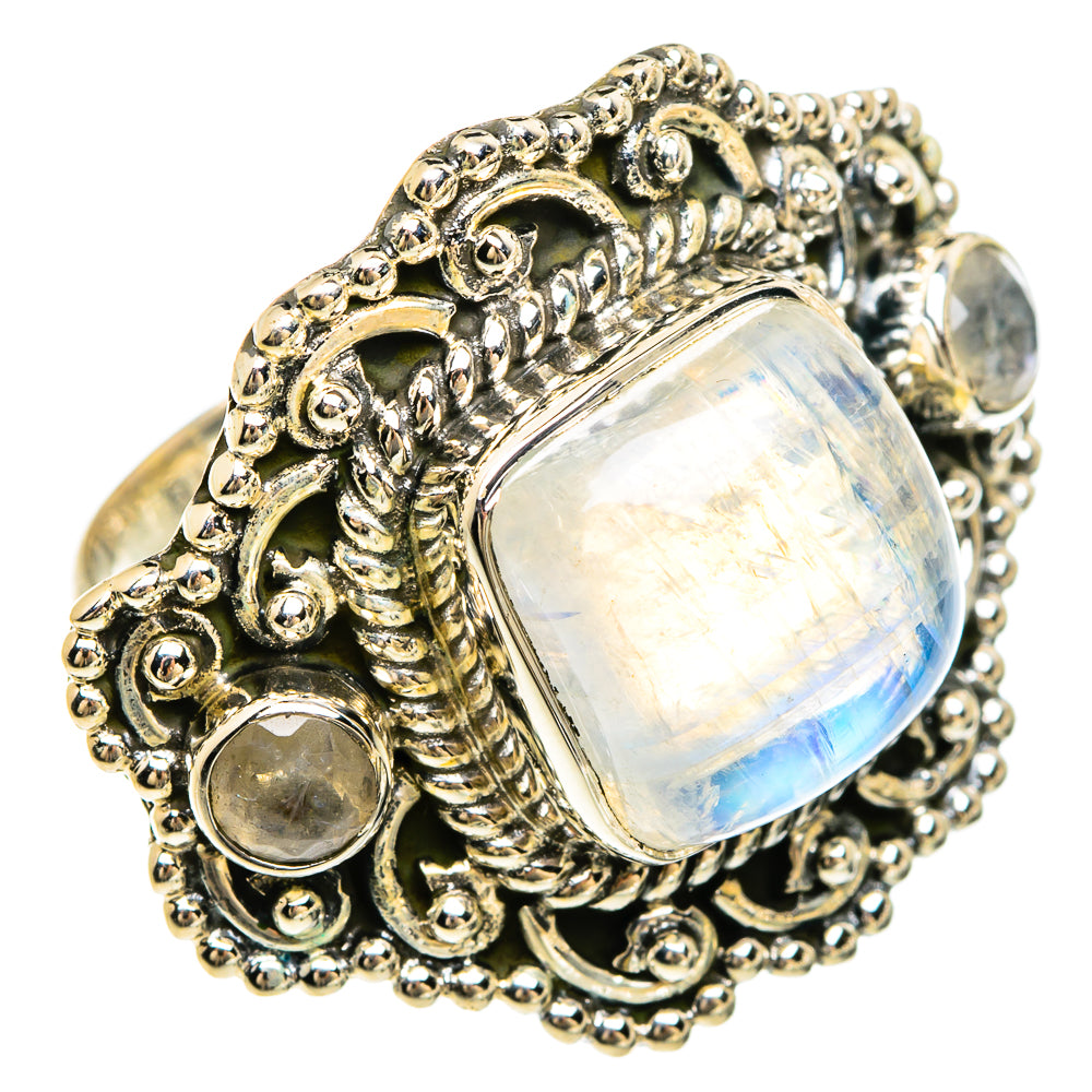 Rainbow Moonstone Rings handcrafted by Anasilvercos - RING81729