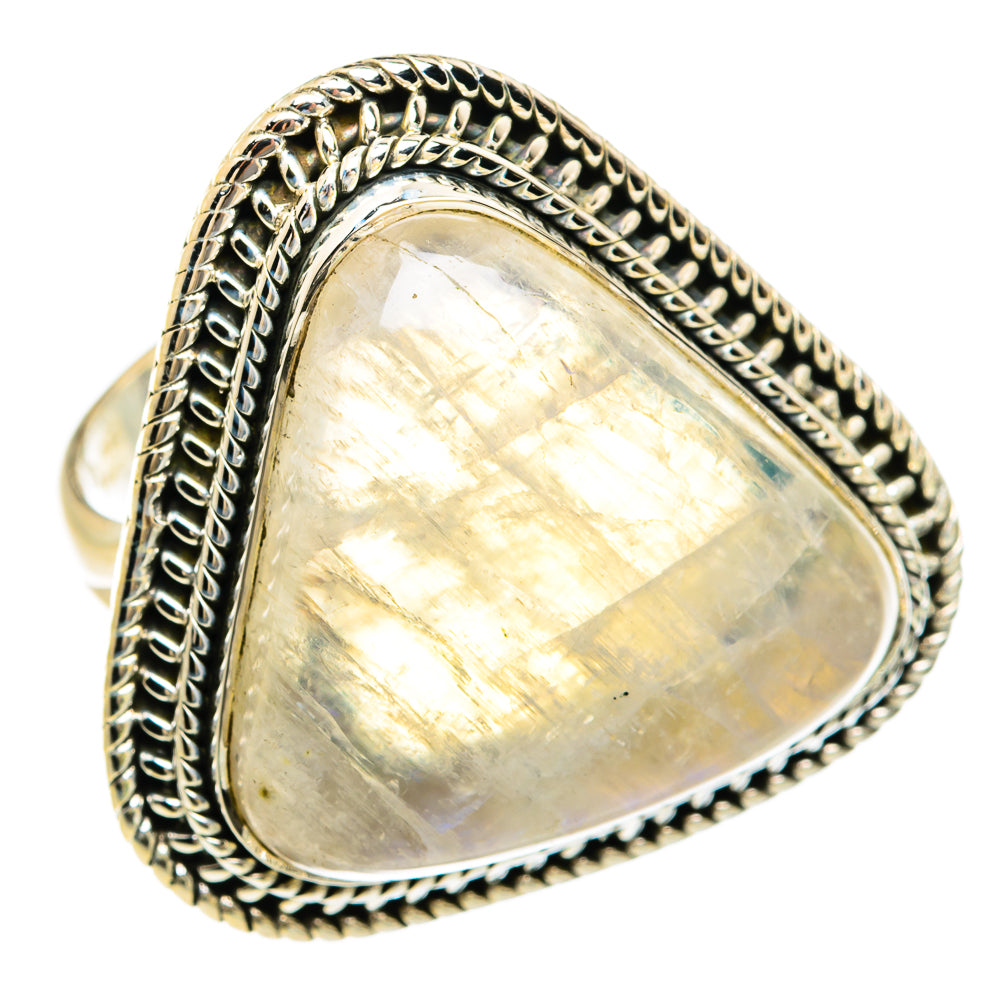 Rainbow Moonstone Rings handcrafted by Anasilvercos - RING81730