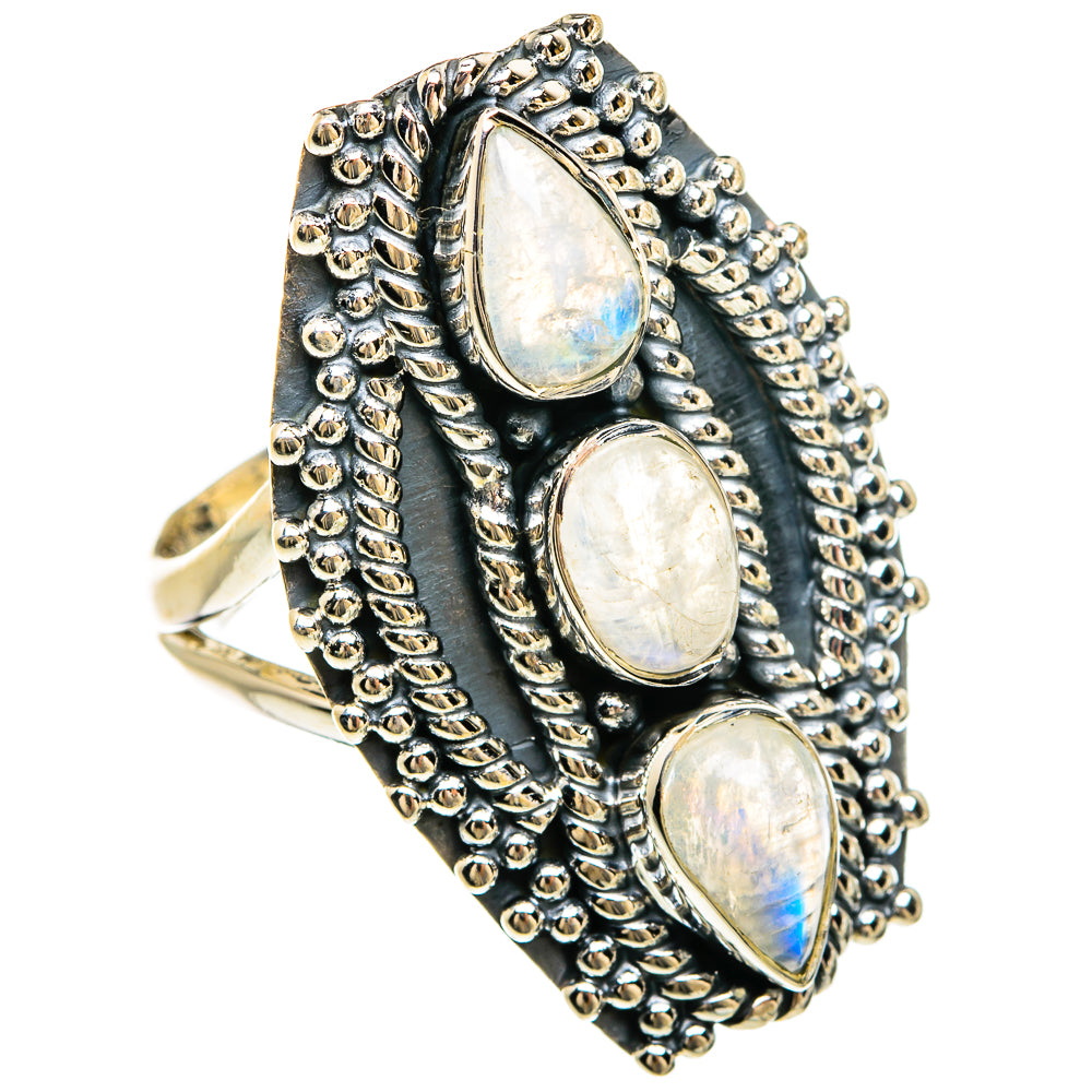 Rainbow Moonstone Rings handcrafted by Anasilvercos - RING81731