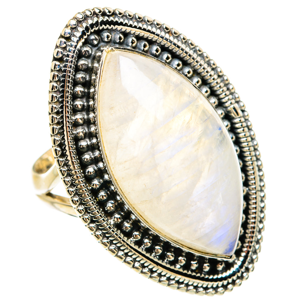 Rainbow Moonstone Rings handcrafted by Anasilvercos - RING81758