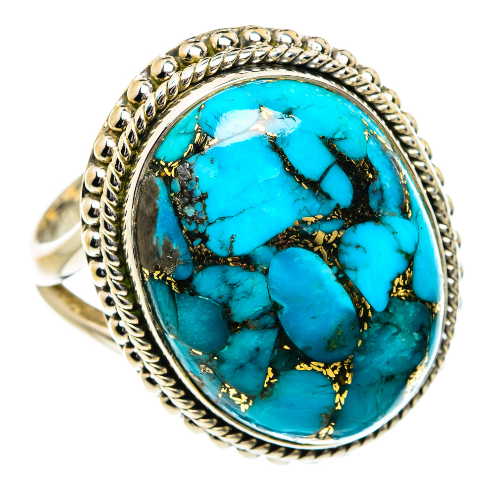 Blue Copper Composite Turquoise Rings handcrafted by Anasilvercos - RING81772