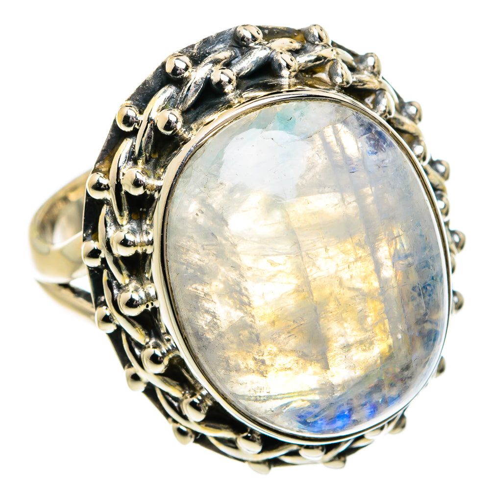 Rainbow Moonstone Rings handcrafted by Anasilvercos - RING81798