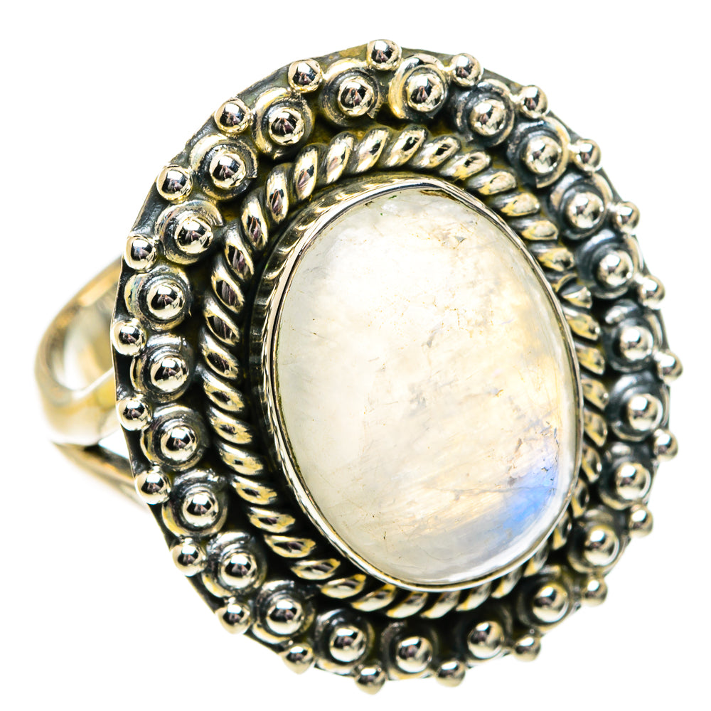 Rainbow Moonstone Rings handcrafted by Anasilvercos - RING81834