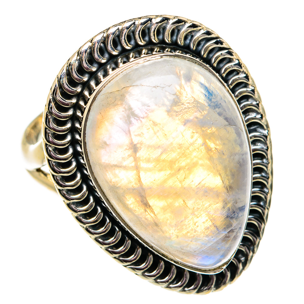 Rainbow Moonstone Rings handcrafted by Anasilvercos - RING81835