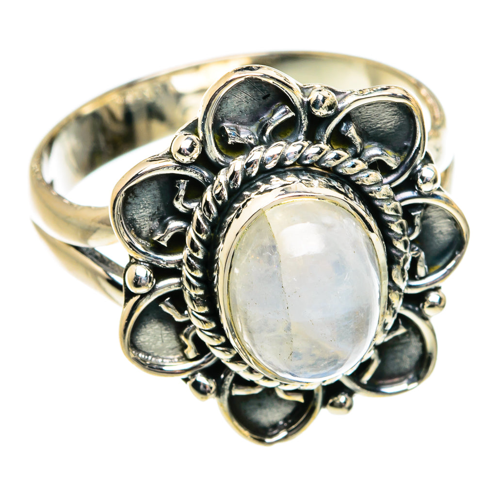 Rainbow Moonstone Rings handcrafted by Anasilvercos - RING81836