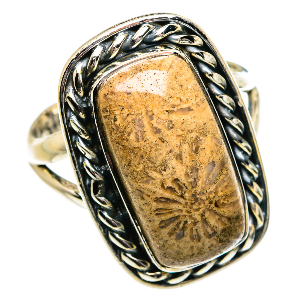 Fossil Coral Rings handcrafted by Anasilvercos - RING81855