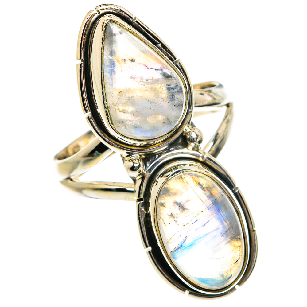 Rainbow Moonstone Rings handcrafted by Anasilvercos - RING81871