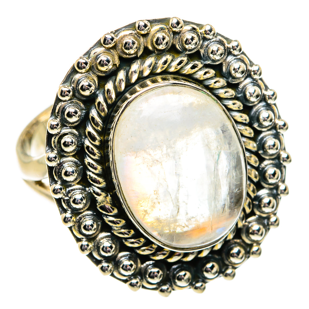 Rainbow Moonstone Rings handcrafted by Anasilvercos - RING81906