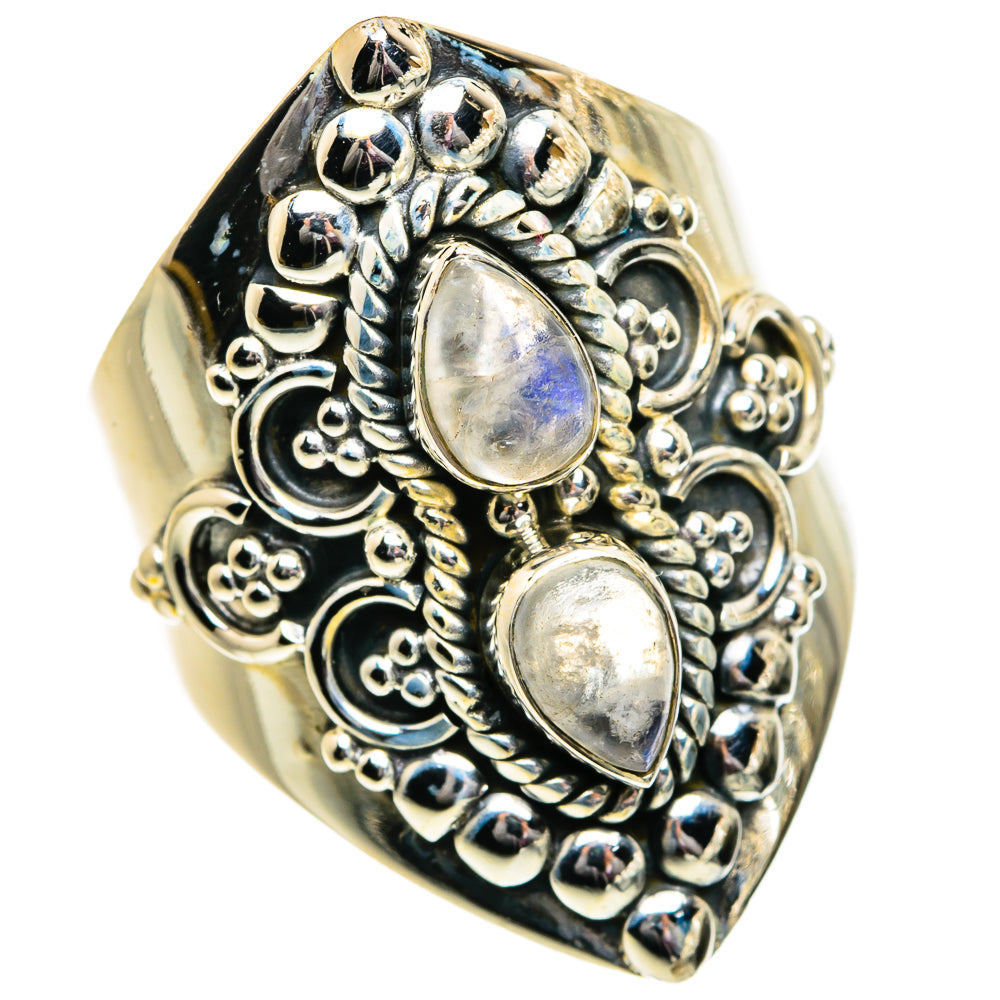 Rainbow Moonstone Rings handcrafted by Anasilvercos - RING81939