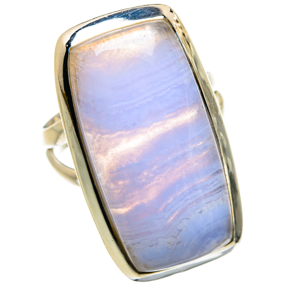 Blue Lace Agate Rings handcrafted by Anasilvercos - RING81974