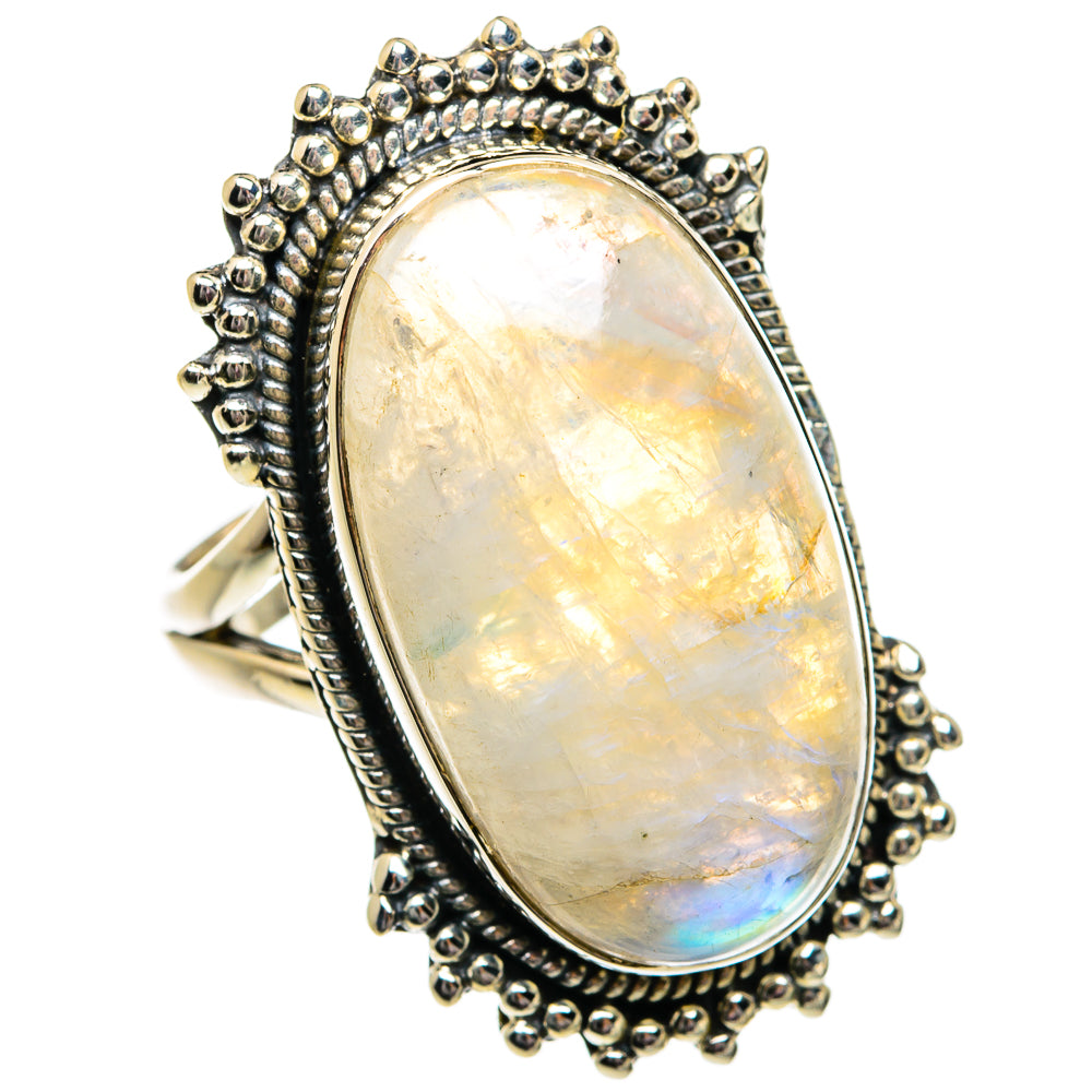 Rainbow Moonstone Rings handcrafted by Anasilvercos - RING81975