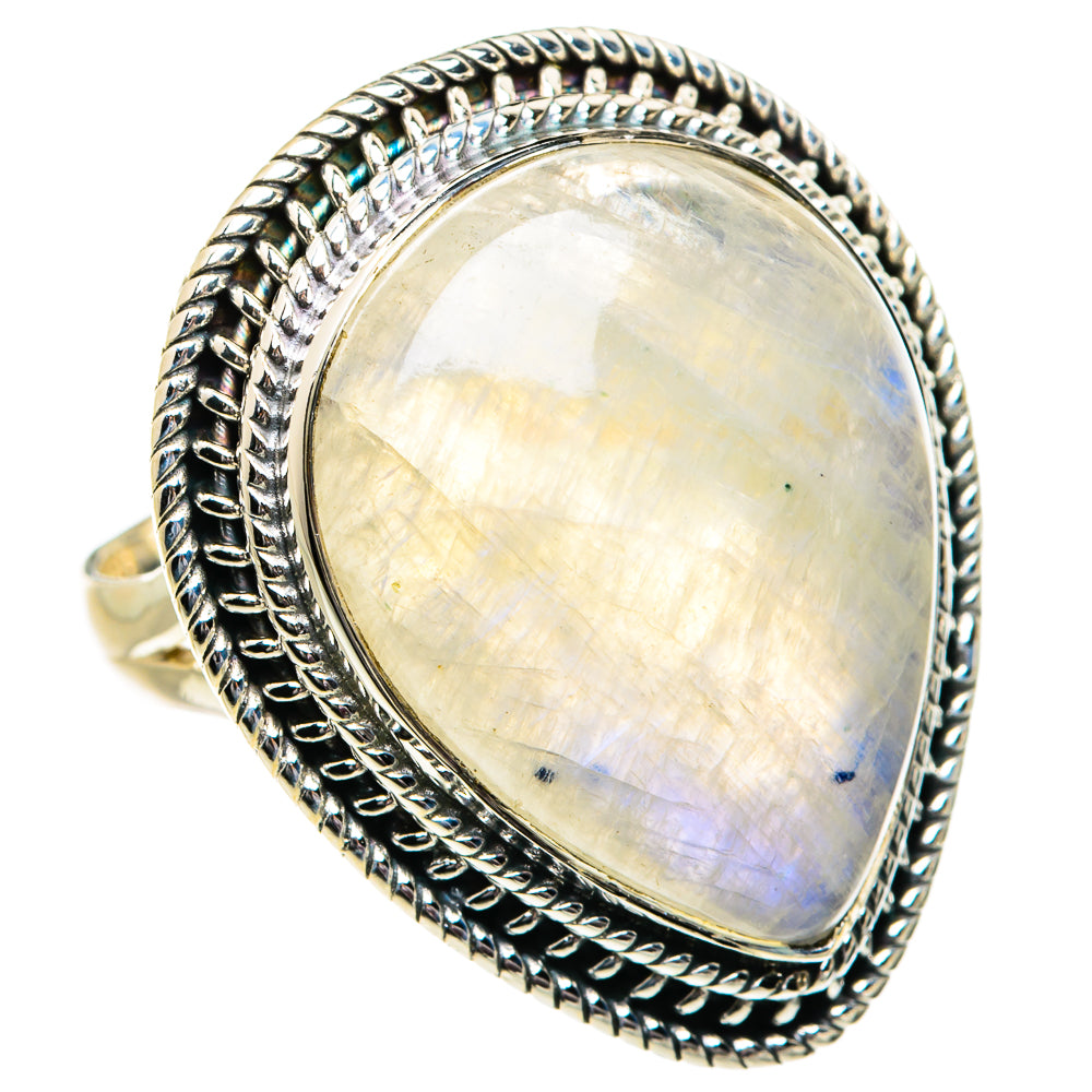 Rainbow Moonstone Rings handcrafted by Anasilvercos - RING81976