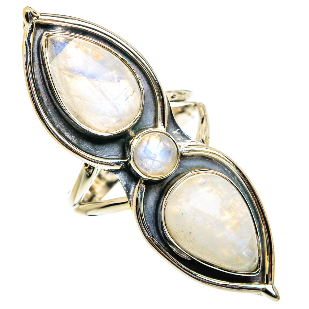 Rainbow Moonstone Rings handcrafted by Anasilvercos - RING81978