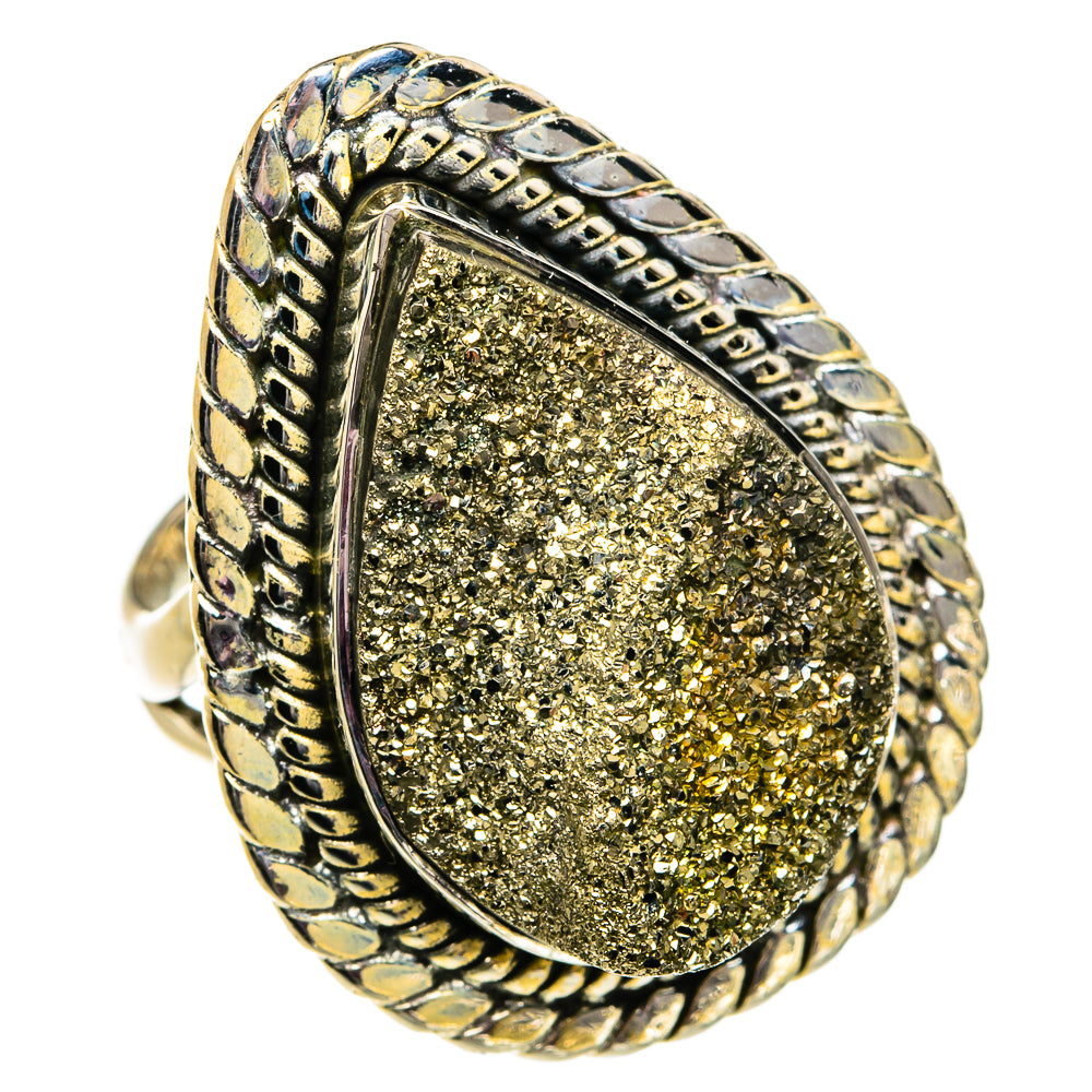 Spectro Pyrite Druzy Rings handcrafted by Anasilvercos - RING82015