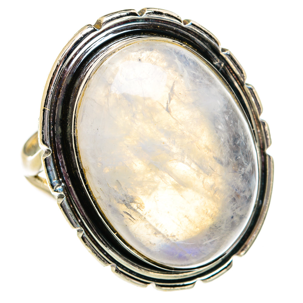 Rainbow Moonstone Rings handcrafted by Anasilvercos - RING82021