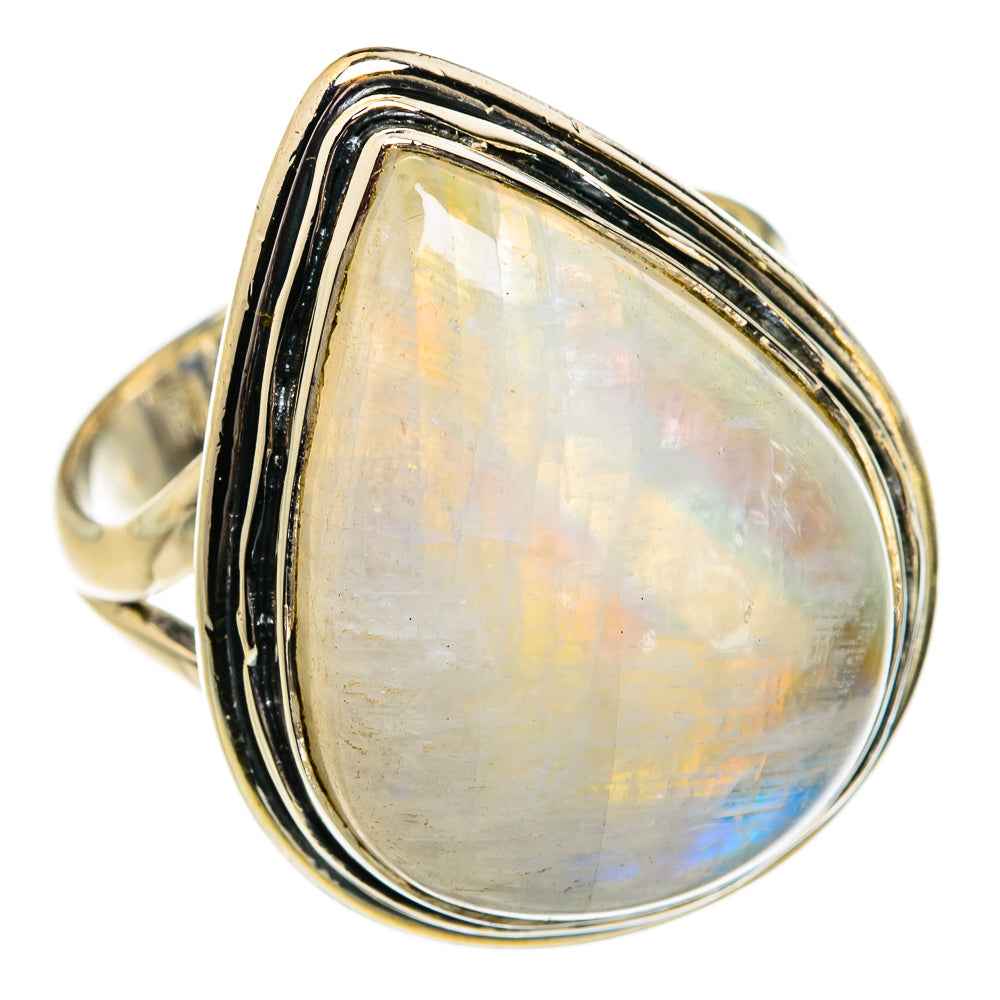 Rainbow Moonstone Rings handcrafted by Anasilvercos - RING82022