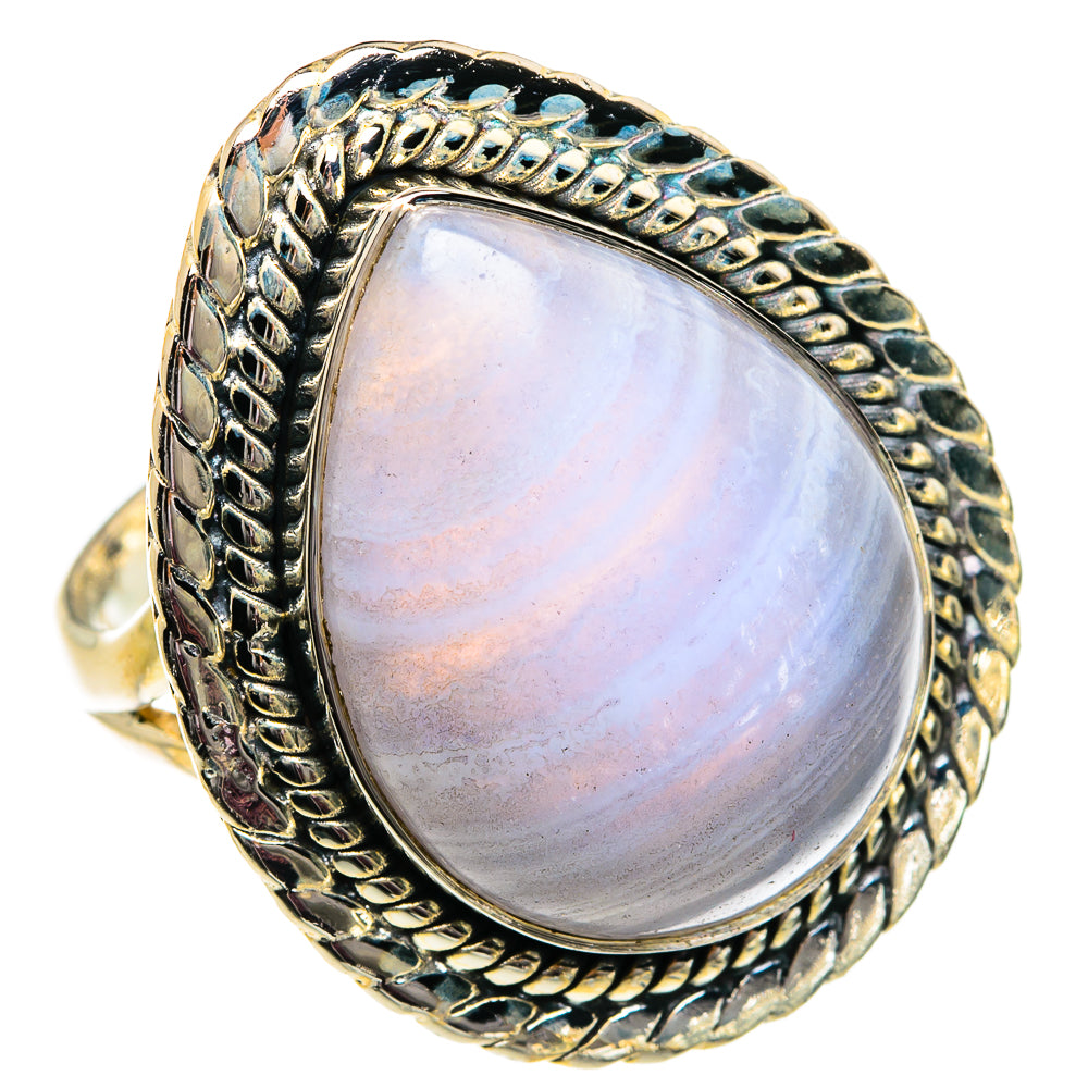 Blue Lace Agate Rings handcrafted by Anasilvercos - RING82025
