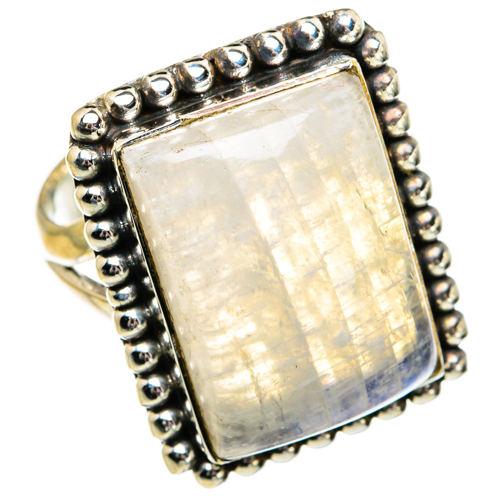 Rainbow Moonstone Rings handcrafted by Anasilvercos - RING82051