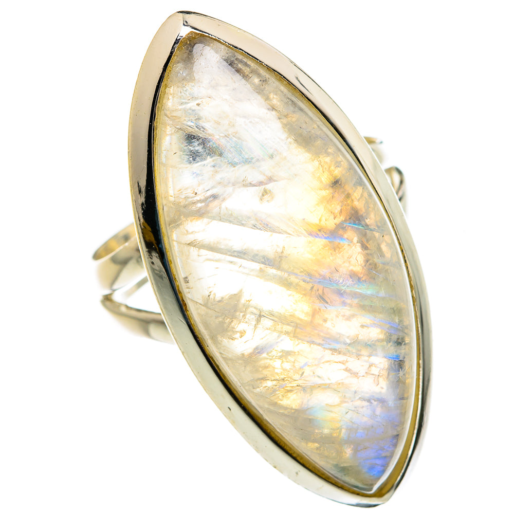 Rainbow Moonstone Rings handcrafted by Anasilvercos - RING82052
