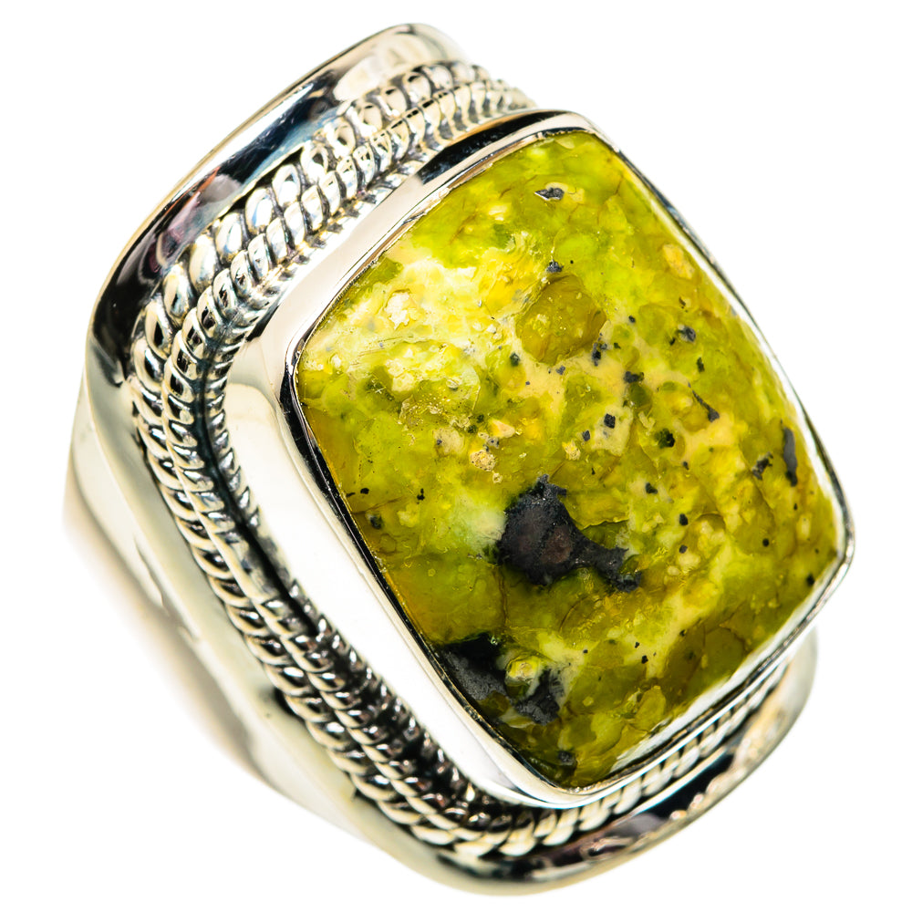 African Green Opal Rings handcrafted by Anasilvercos - RING82066