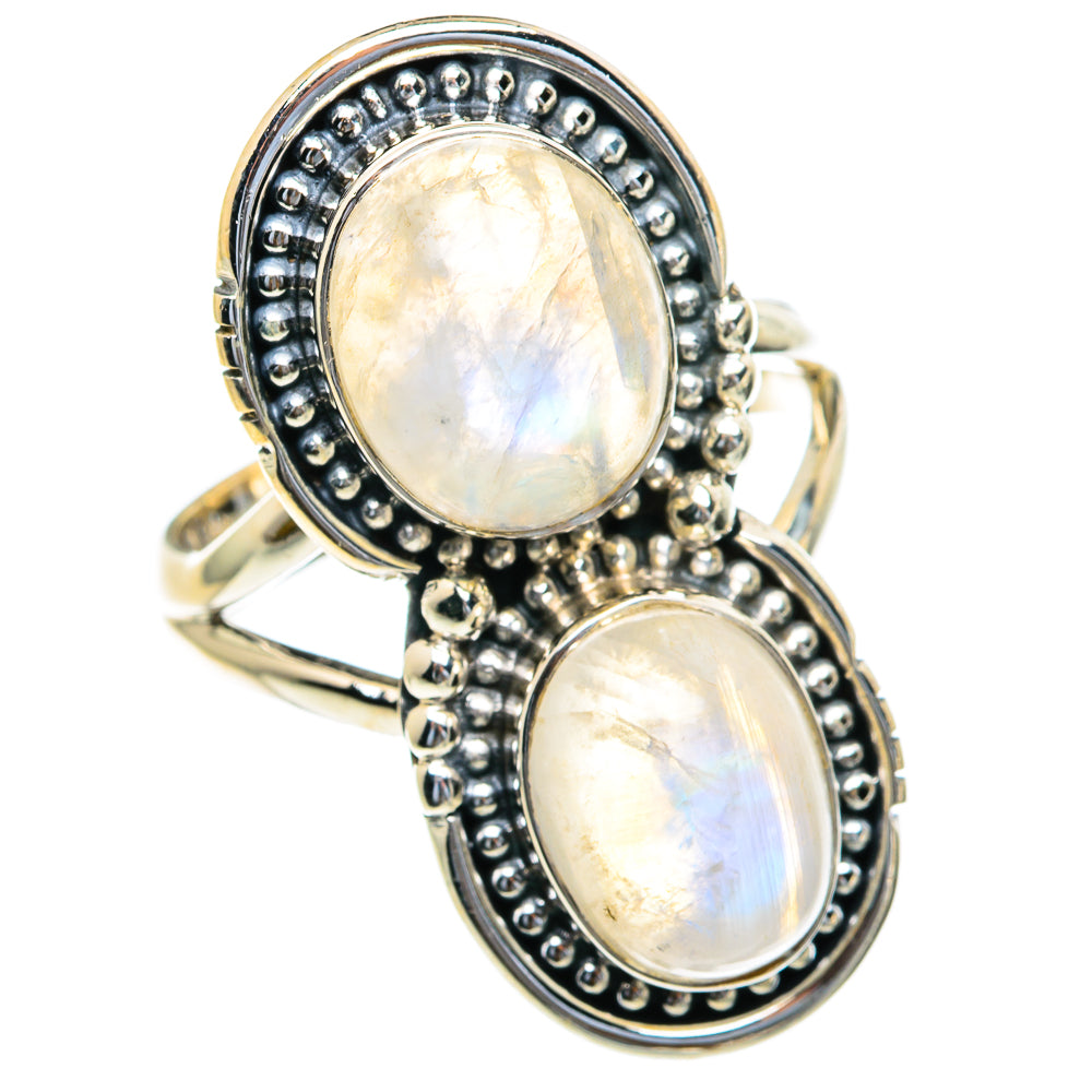Rainbow Moonstone Rings handcrafted by Anasilvercos - RING82095