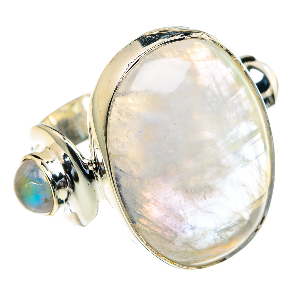 Rainbow Moonstone Rings handcrafted by Anasilvercos - RING82097