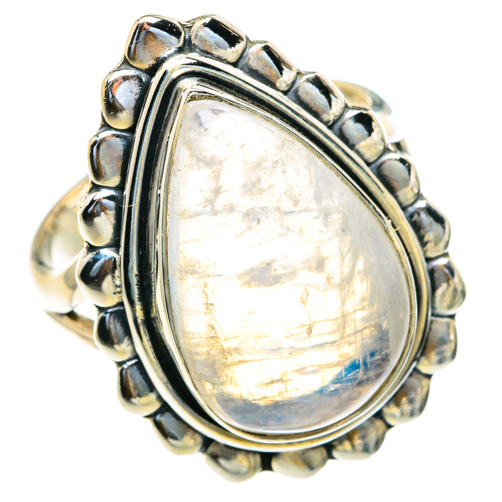 Rainbow Moonstone Rings handcrafted by Anasilvercos - RING82098