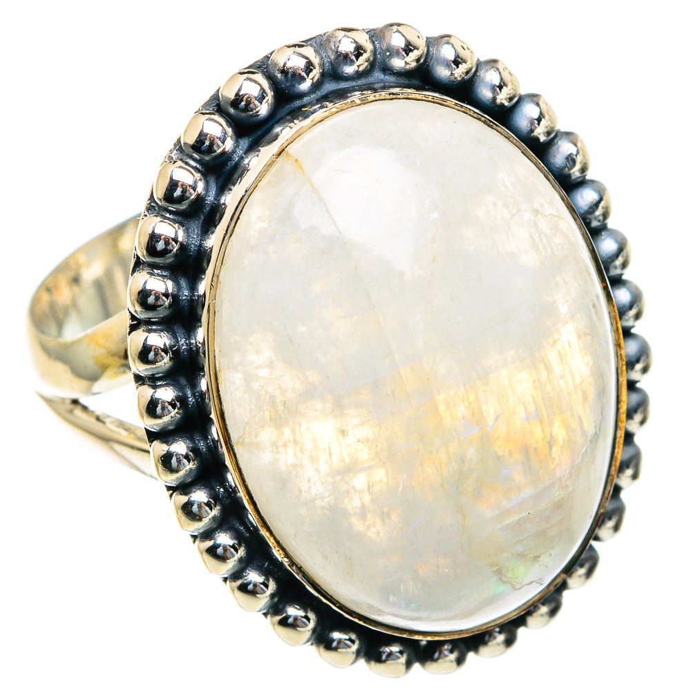Rainbow Moonstone Rings handcrafted by Anasilvercos - RING82137