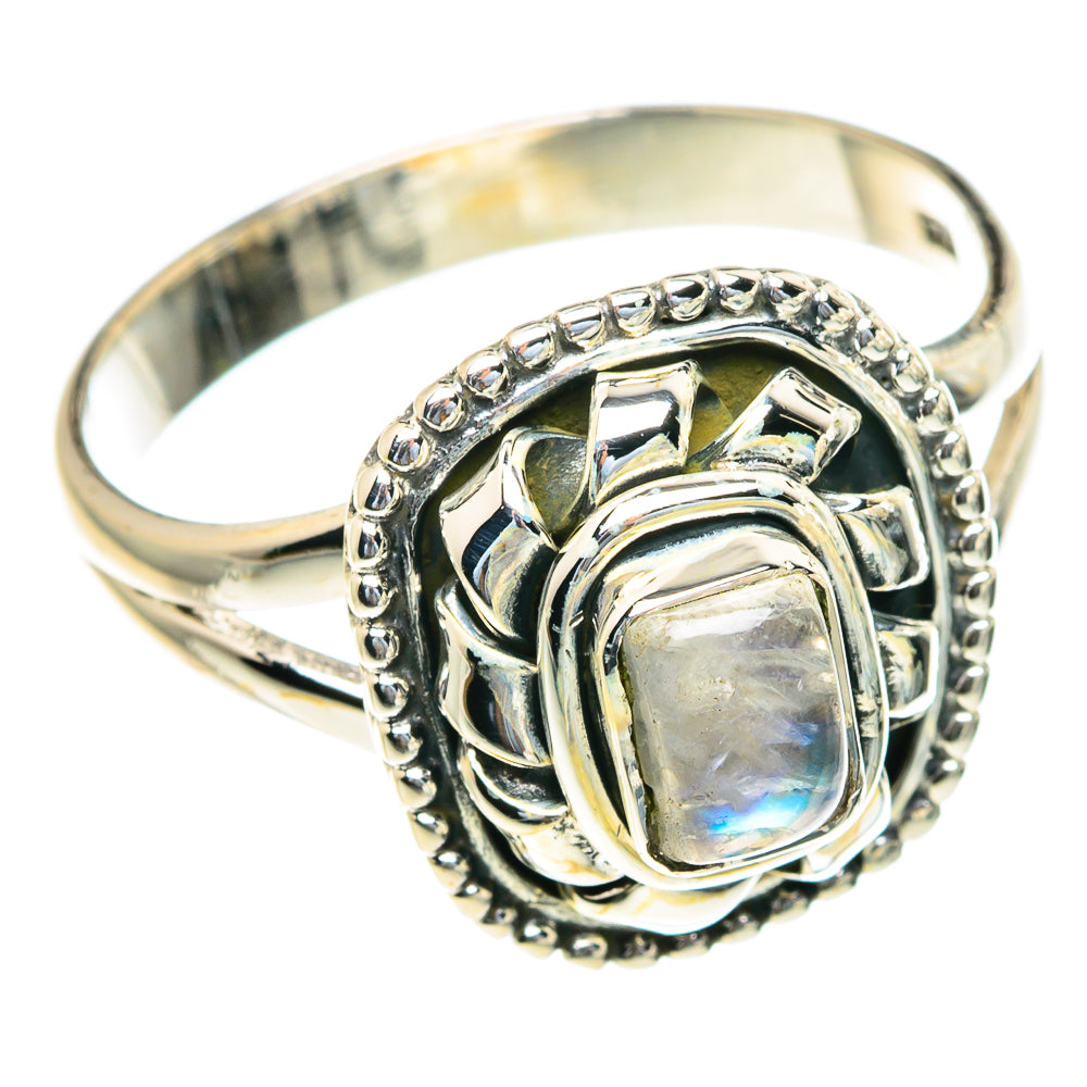 Rainbow Moonstone Rings handcrafted by Anasilvercos - RING82221