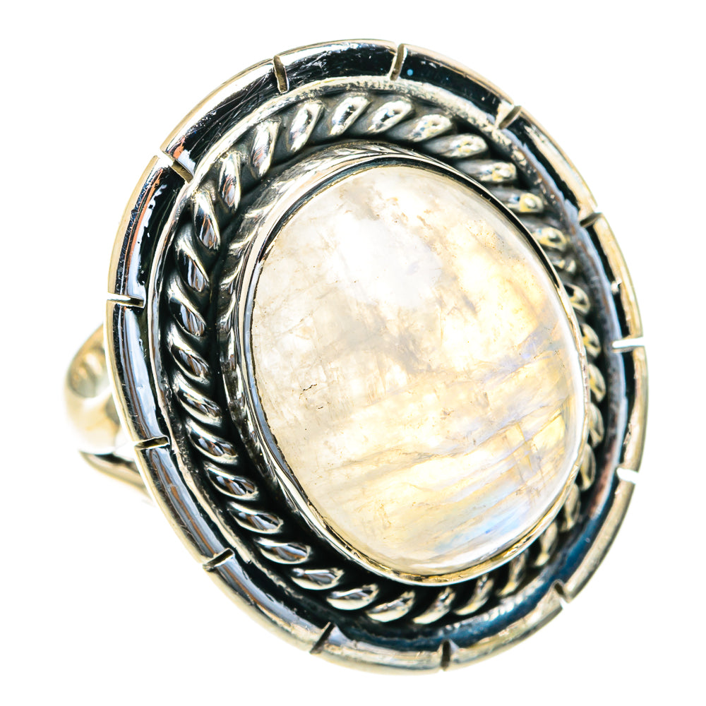 Rainbow Moonstone Rings handcrafted by Anasilvercos - RING82222