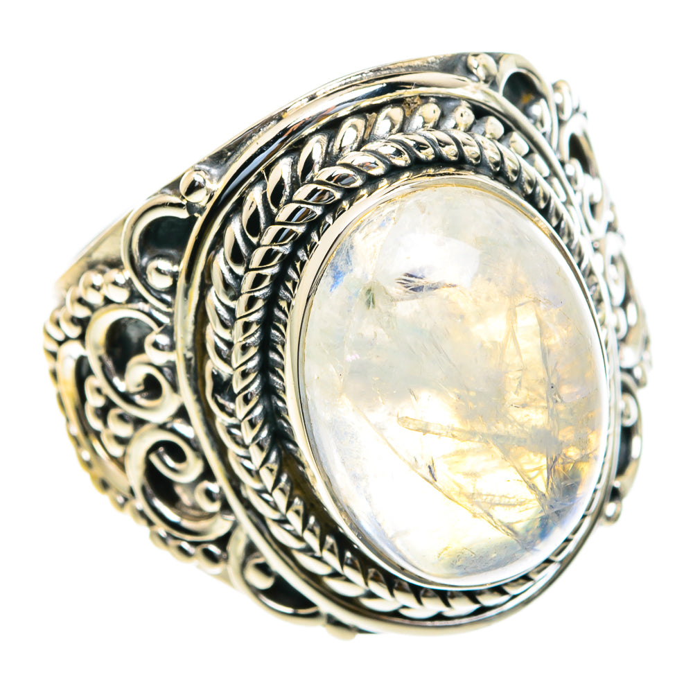 Rainbow Moonstone Rings handcrafted by Anasilvercos - RING82254