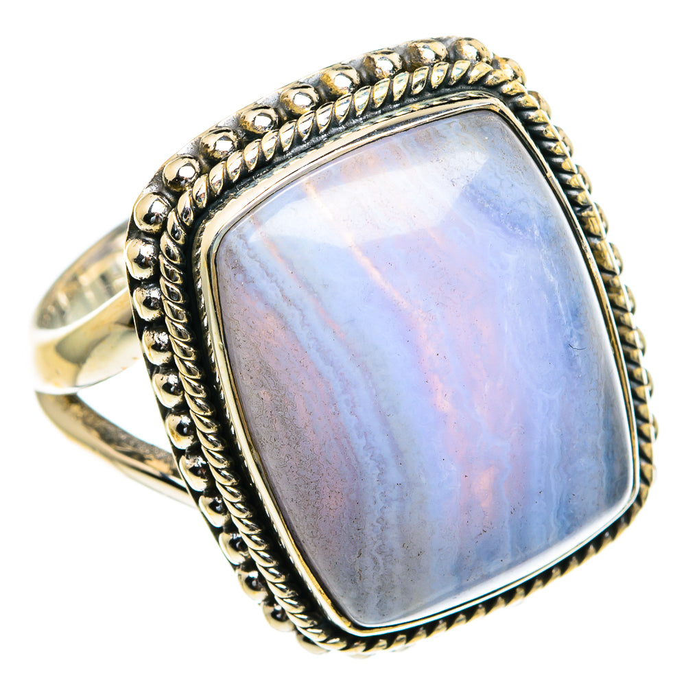 Blue Lace Agate Rings handcrafted by Anasilvercos - RING82256
