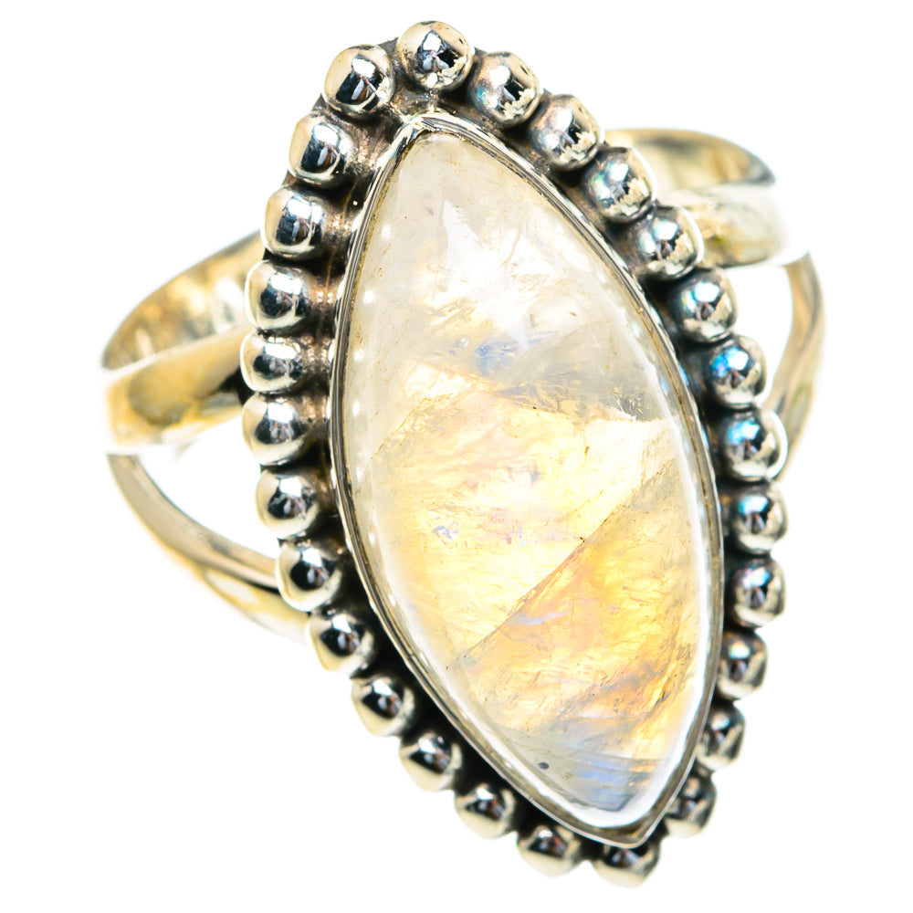 Rainbow Moonstone Rings handcrafted by Anasilvercos - RING82258