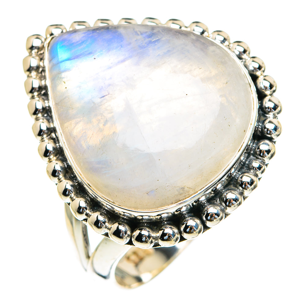 Rainbow Moonstone Rings handcrafted by Anasilvercos - RING82306
