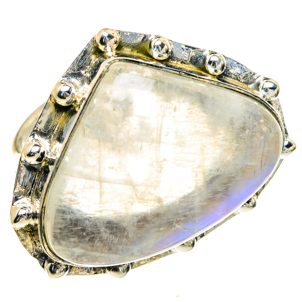 Rainbow Moonstone Rings handcrafted by Anasilvercos - RING82307