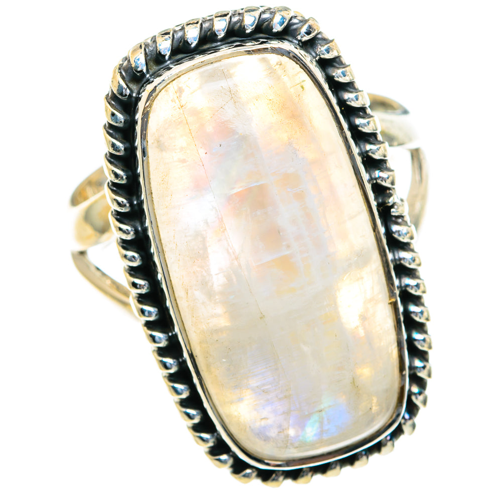 Rainbow Moonstone Rings handcrafted by Anasilvercos - RING82308