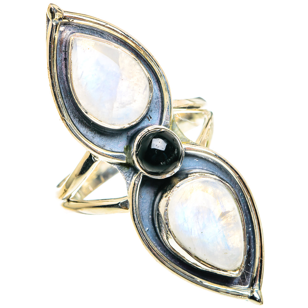 Rainbow Moonstone Rings handcrafted by Anasilvercos - RING82345