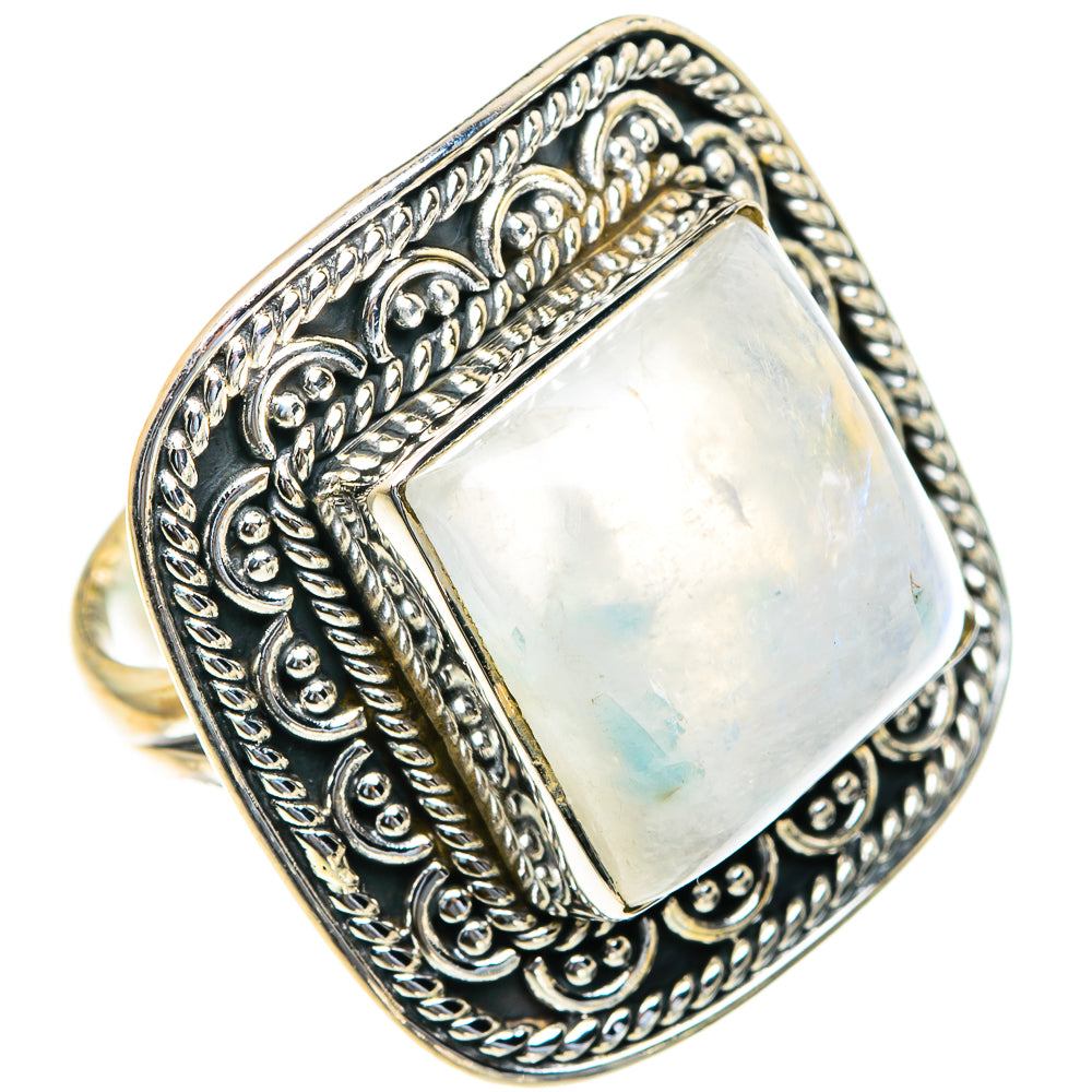 Rainbow Moonstone Rings handcrafted by Anasilvercos - RING82346