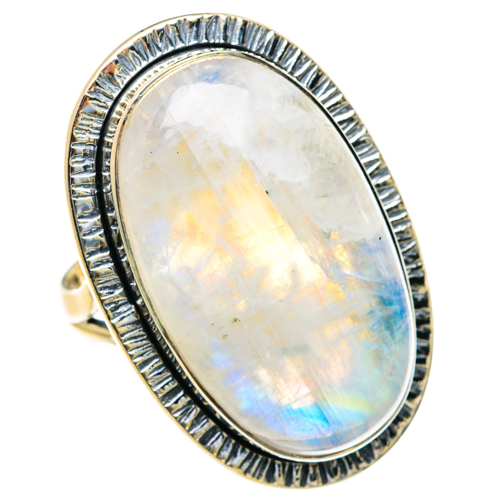 Rainbow Moonstone Rings handcrafted by Anasilvercos - RING82350